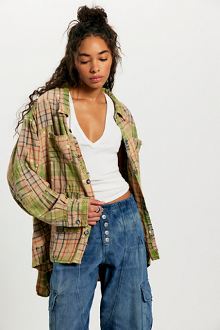 Magnolia Pearl Adison Plaid Workshirt at Free People in Green