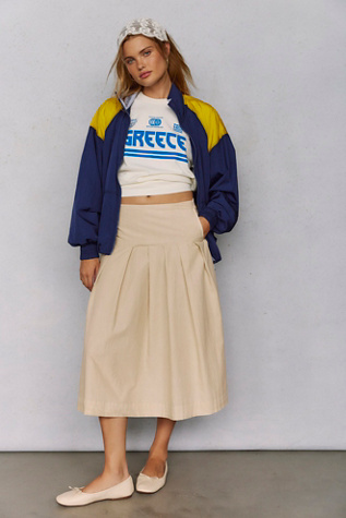 We The Free Skipper Pleated Chino Midi Skirt