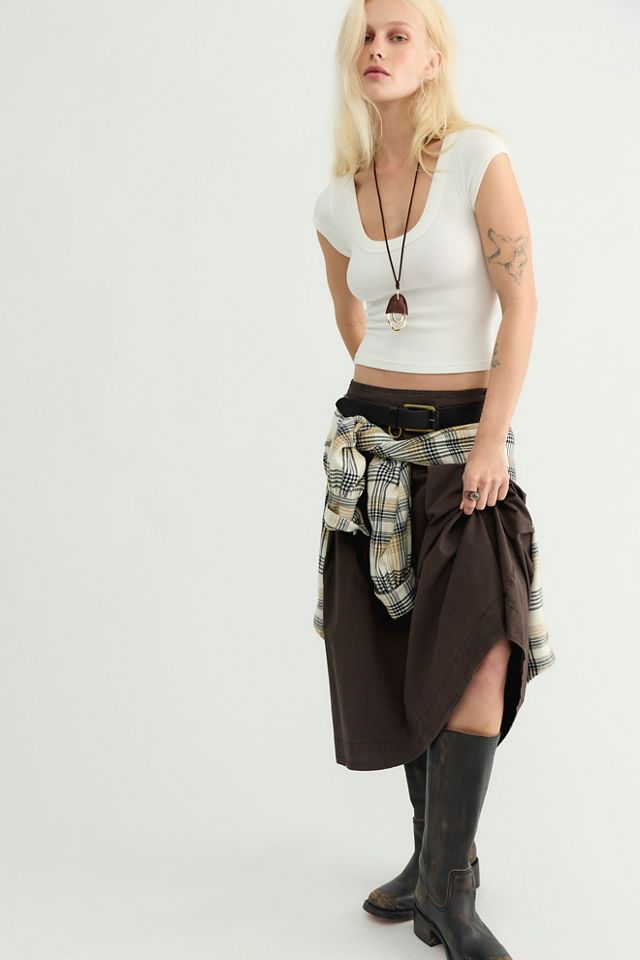 We The Free Skipper Pleated Chino Midi Skirt #1