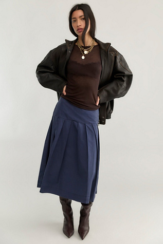 We The Free Skipper Pleated Chino Midi Skirt