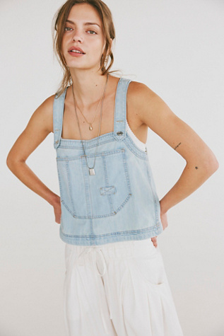 We The Free Work In Progress Overall Top at Free People in Denim Draft, Size: Small