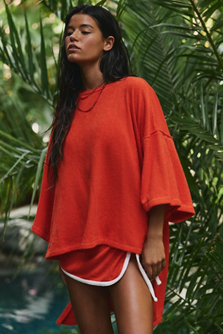 Backseat Terry Crew Neck Jersey Sweatshirt Pullover by free-est at Free People in Red, Size: XS/S - Crew Neck