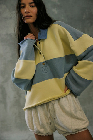 We The Free Bubble Gum Rugby Sweatshirt at Free People in Yellow, Size: XS