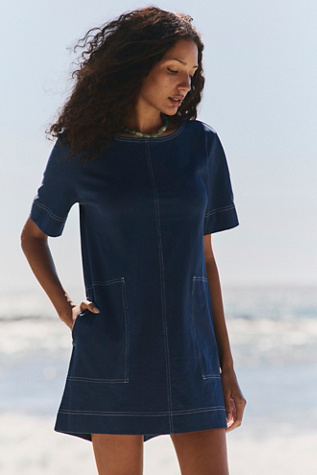 Strada Mini Dress by free-est at Free People in Blue, Size: XL