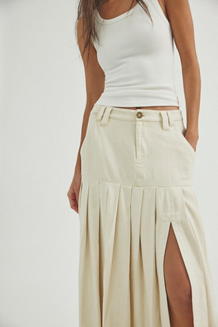 53rd Street Chino Maxi Skirt by Free People in White, Size: US 4
