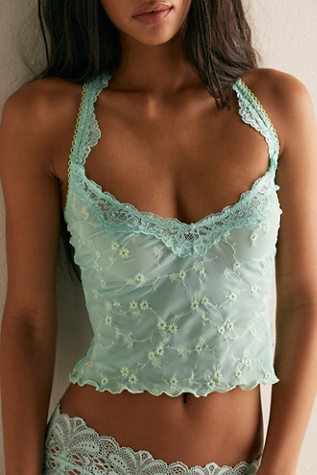 Sheer Me Out Plunge Cami by Intimately at Free People in Blue, Size: L