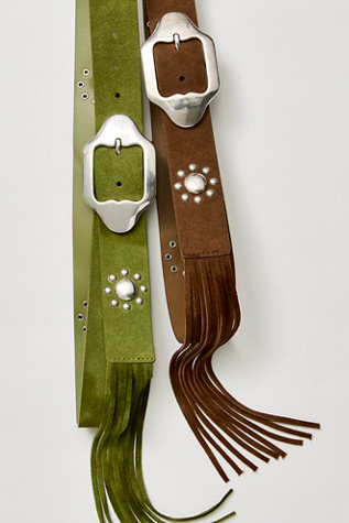 Farah Fringe Belt at Free People in Bitter Chocolate, Size: S-M/P-M