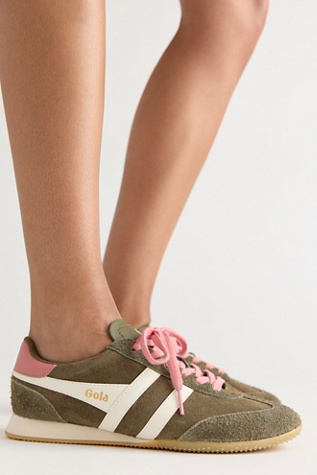 Женские кроссовки Gola Sprinter Suede, цвет: Хаки / Молочный белый — фото 2