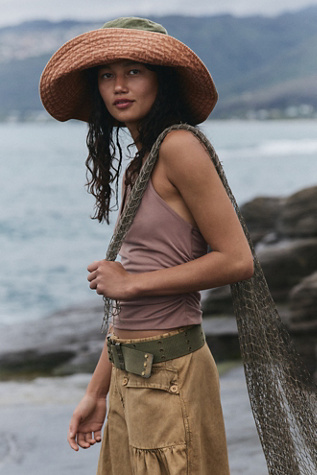 Oversized Washed Bucket Hat by Free People in Tan