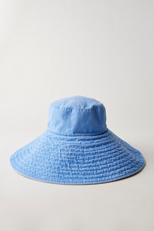 Oversized Washed Bucket Hat at Free People in Blue Beige Combo