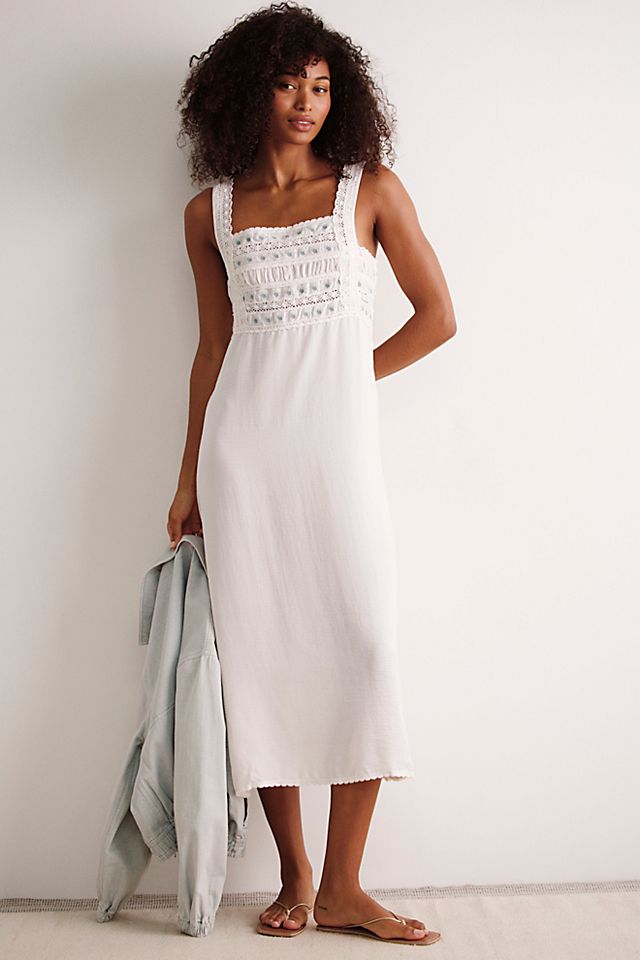 white midi slip dress Lisette Made from 35% silk Ever After Midi Slip Dress