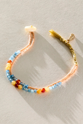 Halo Semiprecious Stone Bracelet at Free People in Pale Blue Combo