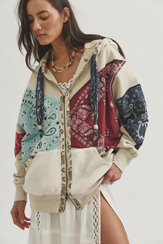 We The Free Patchwork Club Hoodie at Free People in Tea Combo, Size: XS