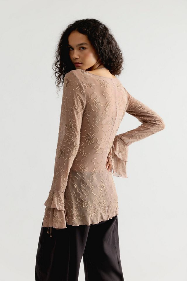 One Night Out Long Sleeve Embellished Top #1