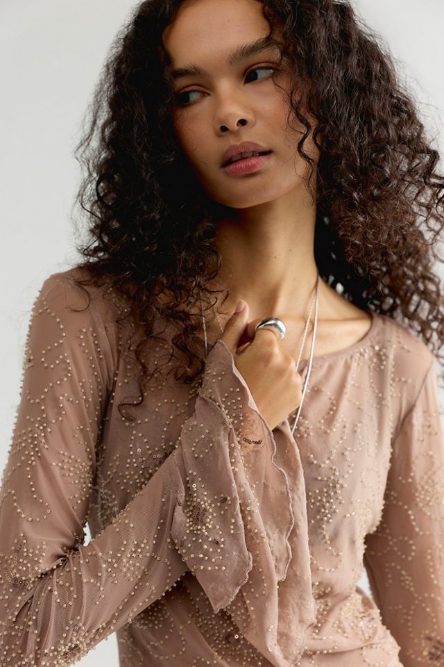 One Night Out Long Sleeve Embellished Top #3