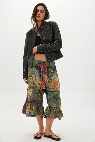 Magnolia Pearl Embroidered Cropped Jeans at Free People