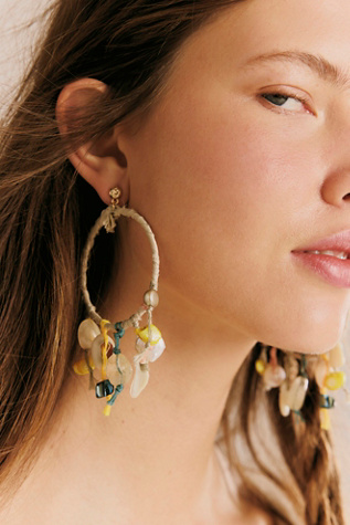 Sol Hoop Earrings by Free People in Tan