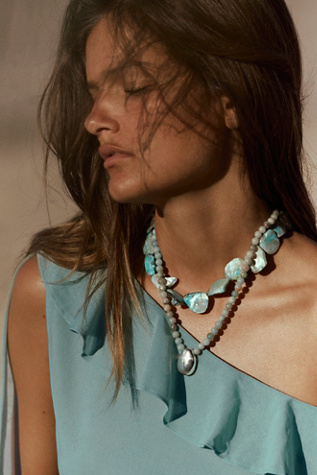 Celine Semiprecious Stone Choker by Free People in Silver