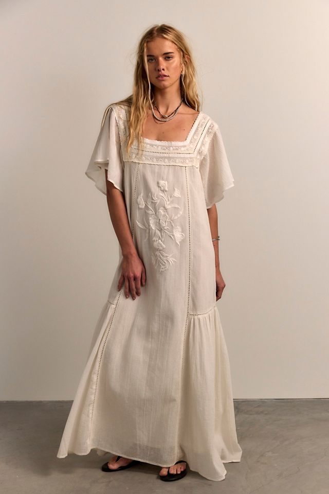 flowing white maxi dress Giovanna Linen Maxi Dress