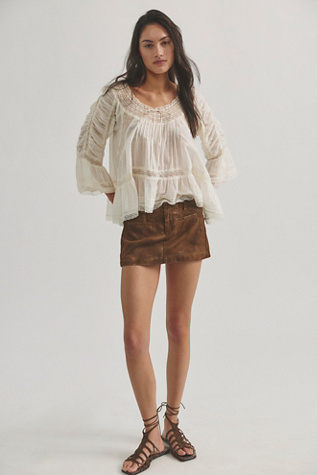 We The Free Mille-Fleurs Vegan Suede Micro Skirt at Free People in Brown, Size: US 4