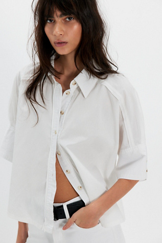 We The Free Seaside Cotton Button Down at Free People in White, Size: S
