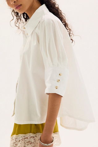 Женский топ We The Free Seaside Cotton Button Down, цвет: Слоновая кость — фото 4