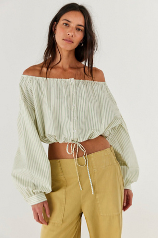We The Free Antiqua Off-The-Shoulder Crop Top at Free People in White, Size: M
