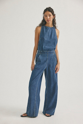 We The Free Margo Jumpsuit at Free People in Medium Wash, Size: XL