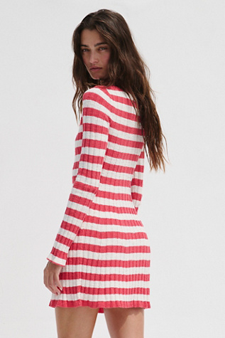 Junie Crew Neck Sweater Mini Dress by free-est at Free People in Red, Size: S - Crew Neck