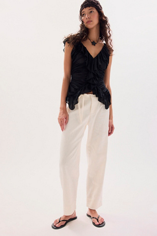 Amelia Solid Tie Trousers at Free People in Clean Ivory, Size: US 12