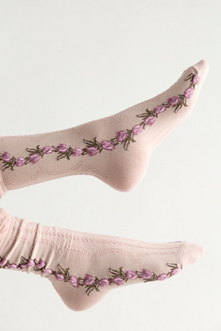 Wildflower Trouser Socks by Free People in Pink