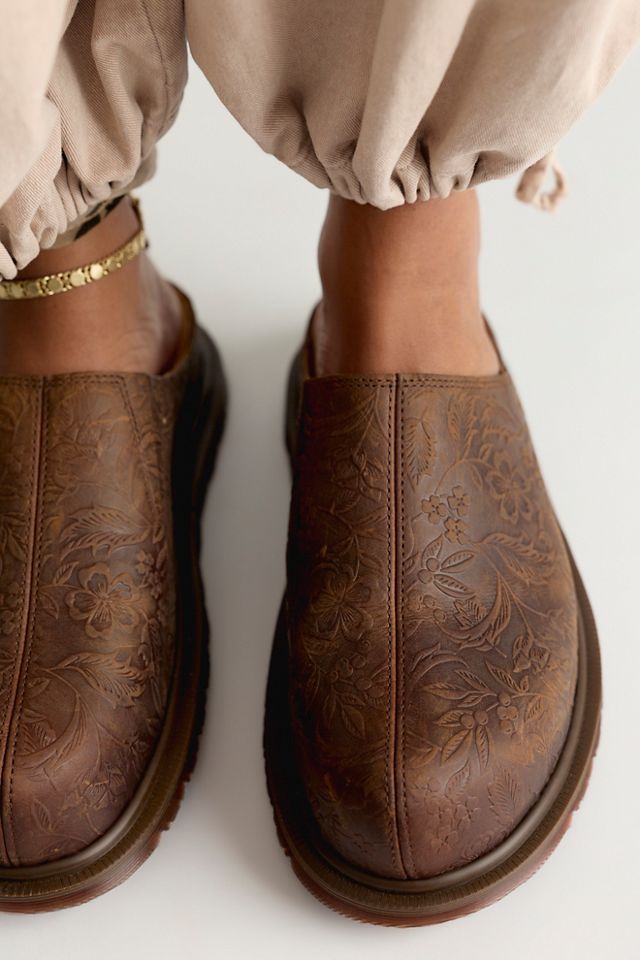 Dr. Martens San Floral Emboss Crazy Horse Leather Mules #2