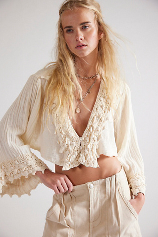 Jen's Pirate Booty Dreamin’ Blouse at Free People in Tan, Size: M