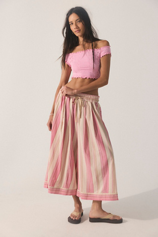 Enjoy the Stripe Gaucho Pants by Intimately at Free People in Pink, Size: L