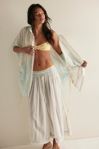 Enjoy the Stripe Lounge Shirt by Intimately at Free People in White, Size: M