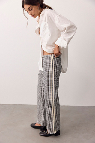 DONNI. The Cotton Gingham Stripe Crop Pants