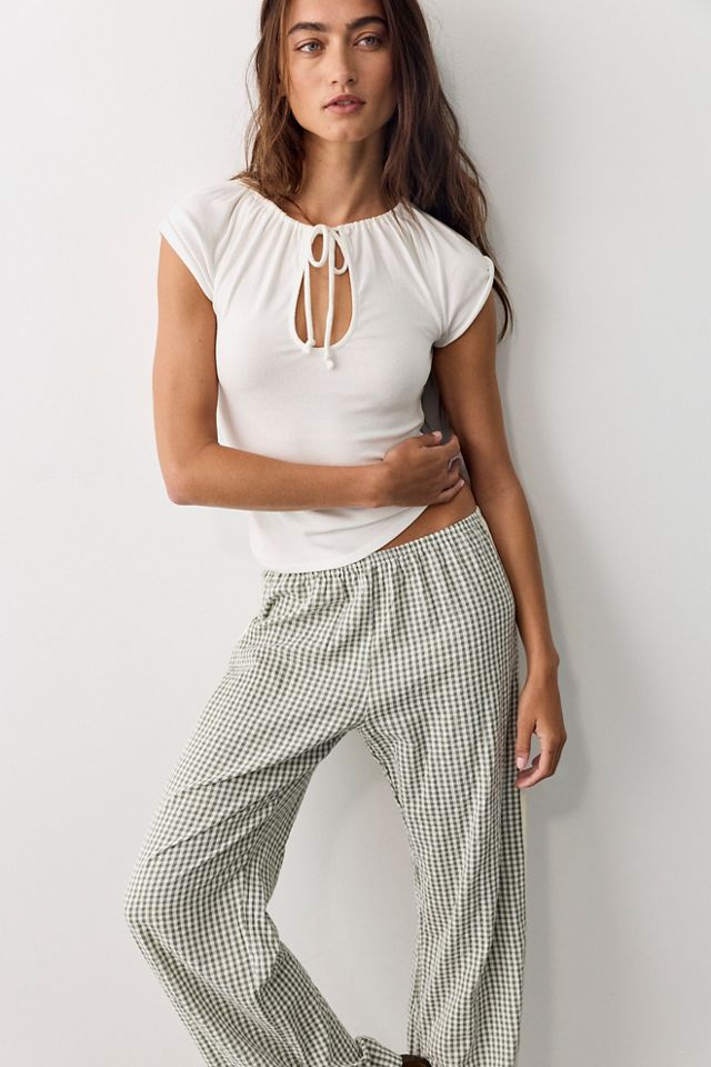 DONNI. The Cotton Gingham Stripe Crop Pants #3