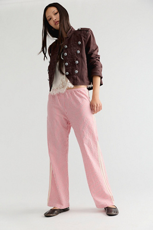 DONNI. Pantalon court en coton à rayures vichy