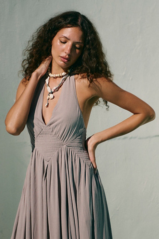 Heavenly Low Halter Neck Jersey Maxi Dress by free-est at Free People in Grey, Size: S