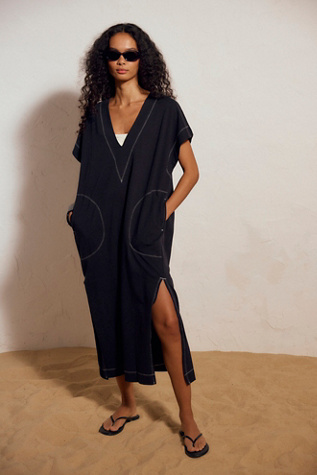 Strada V-Neck Jersey Maxi Dress by free-est at Free People in Black, Size: XS