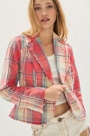 Whip Smart Distressed Plaid Blazer - thumbnail 6