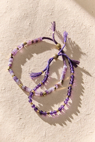 FP x Sun Moon Rain Bracelet at Free People in Amethyst Earth