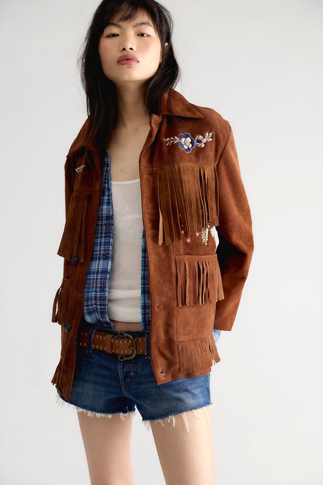 Found Embroidered Suede Fringe Jacket #2