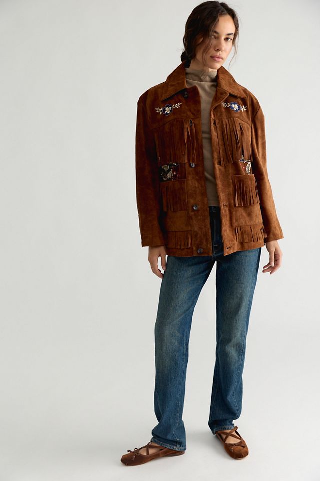 Found Embroidered Suede Fringe Jacket #2