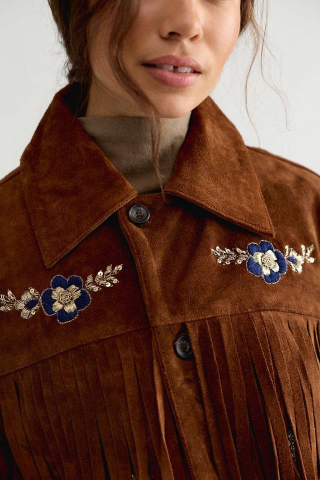 Found Embroidered Suede Fringe Jacket #3