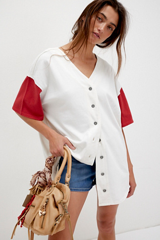 We The Free Homerun Tee at Free People in Red Combo, Size: XS