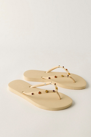 Englewood Embellished Flip Flops by Brizza Arezzo at Free People in White, Size: US 6