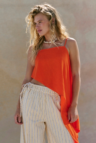 Delia Low Square Neck Jersey Camisole Top by free-est at Free People in Orange, Size: S