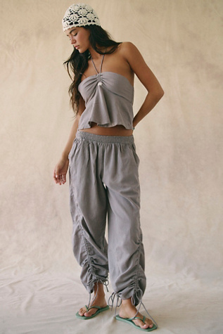 Lunasol Cotton-Linen Pant Co-Ord by free-est at Free People in Satellite Sky, Size: Large