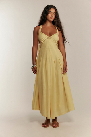 knee length dresses for ladies Jazz Pintuck Midi Dress - Buttercream Yellow
